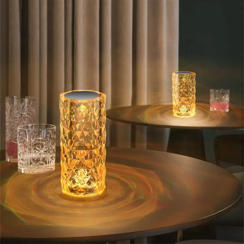 Перезаряжаемая настольная лампа Nordic Crystal, светодиодная лампа для бара, Золотистая настольная лампа с регулируемой яркостью, настольная лампа для гостиной, спальни, отеля, Прикроватная лампа