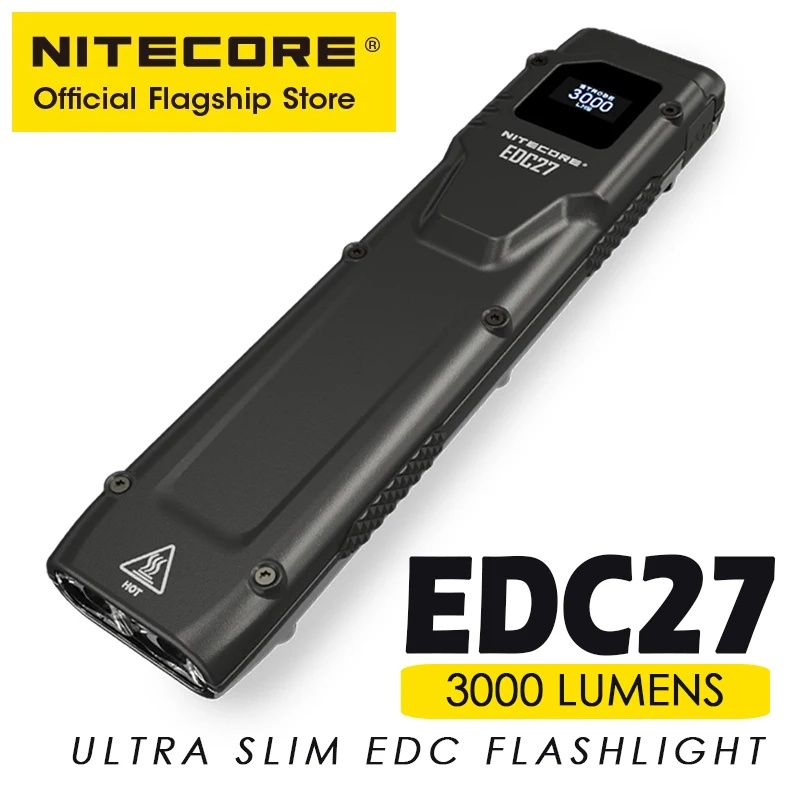 Перезаряжаемый Фонарик NITECORE EDC27 USB-C, Тактический Мини-Брелок для Ключей, EDC Troch Light 3000 Люмен, Встроенный литий-ионный аккумулятор