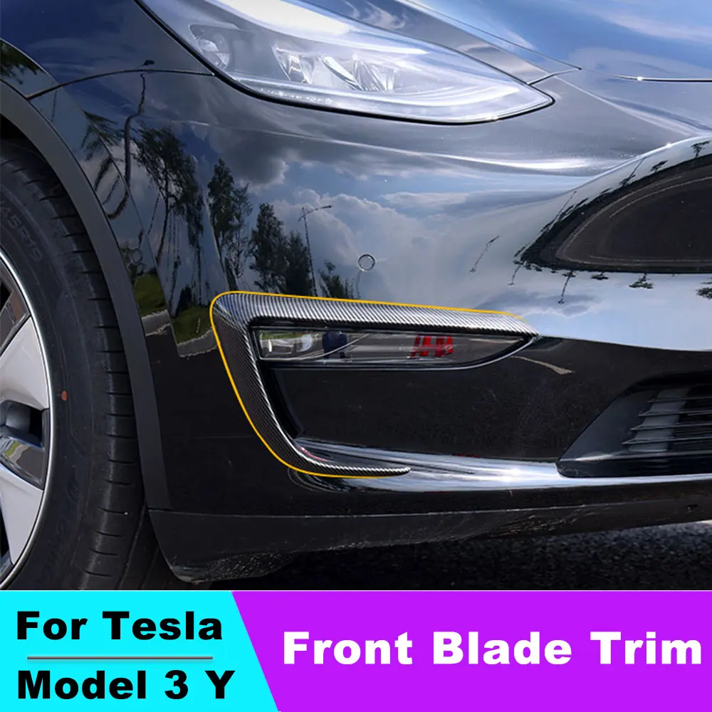 Подходит Для Tesla Модель 3 Y 2017-2023 Отделка Переднего Лезвия Автомобиля Легкая Бровь Ветровой Нож Наклейка На Бампер ABS Противотуманная Фара Украшает 2 шт.