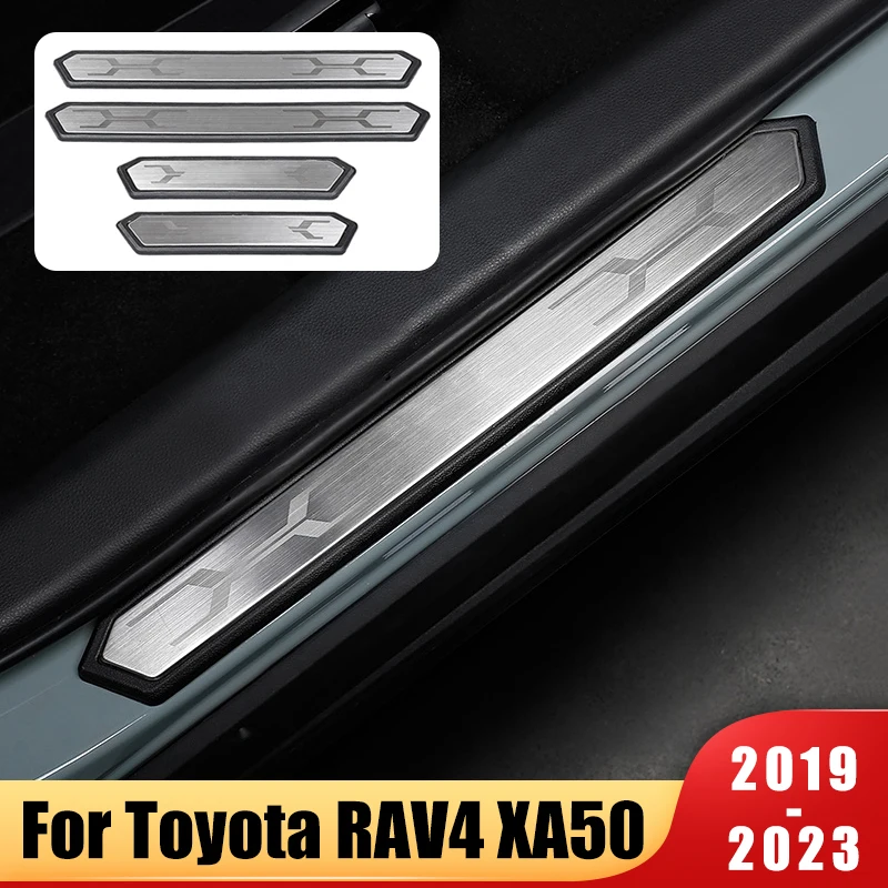 Протектор Автомобильного Порога Для Toyota RAV4 XA50 2019 2020 2021 2022 2023 ABS Пластиковая Крышка Порога Передней Задней Двери, Крышка Педали