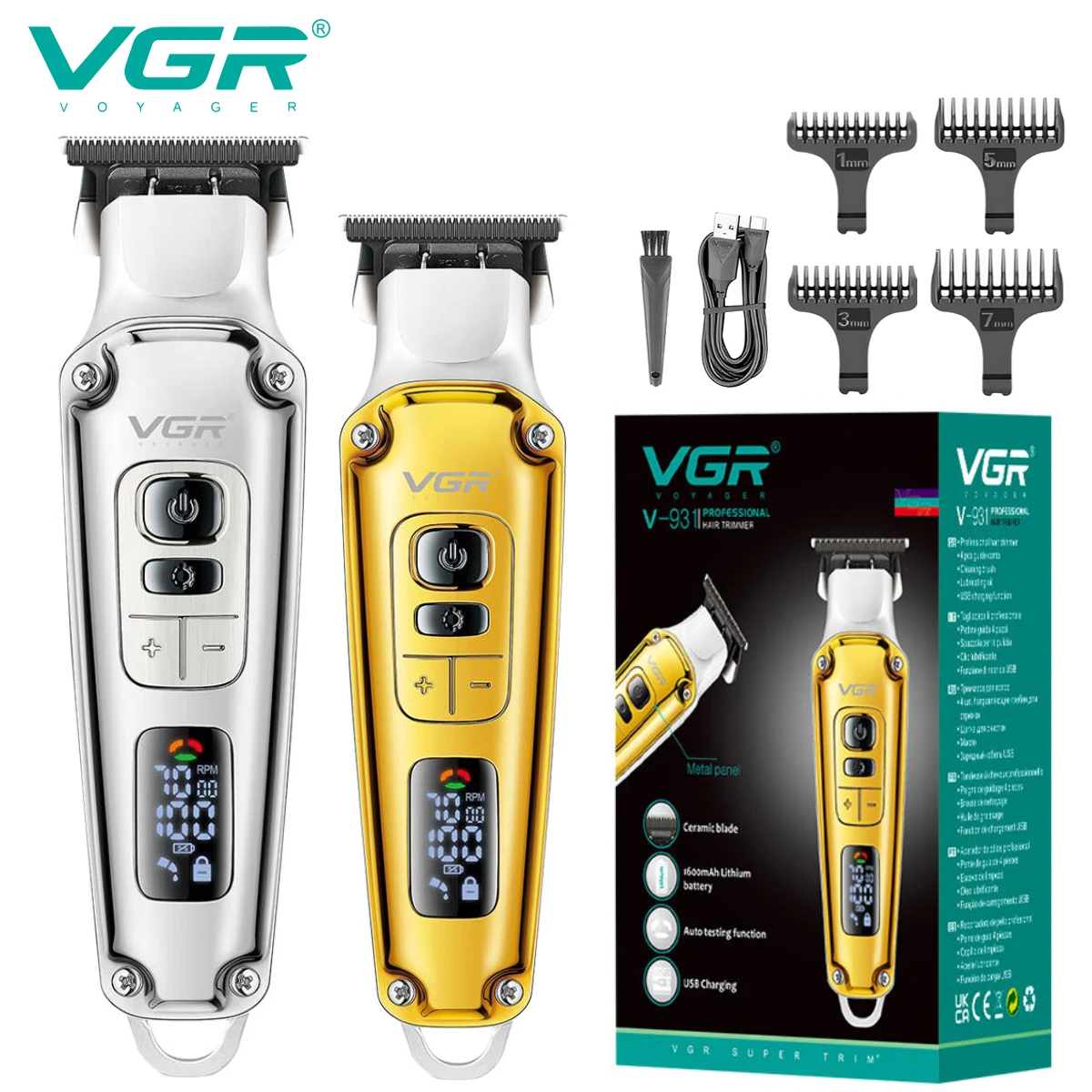 Профессиональная машинка для стрижки волос VGR, Электрическая Машинка для стрижки волос, Защита от перегрева, Парикмахерский Триммер для мужчин V-931