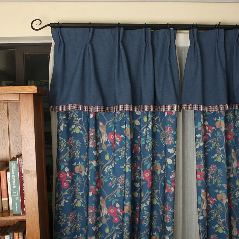 Ретро-американские плотные шторы с цветочным рисунком для гостиной, спальни, Северной Европы, хлопковые льняные шторы с балдахином