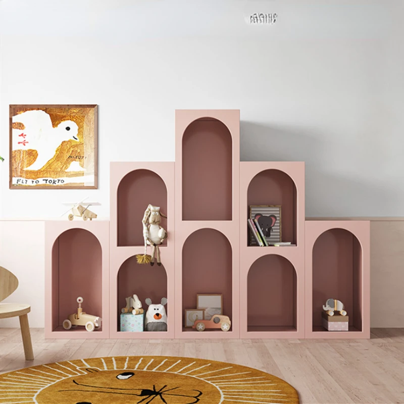 Розовая краска Детский Книжный шкаф Витрина Модель Дизайна комнаты Шкафчик для хранения сувениров