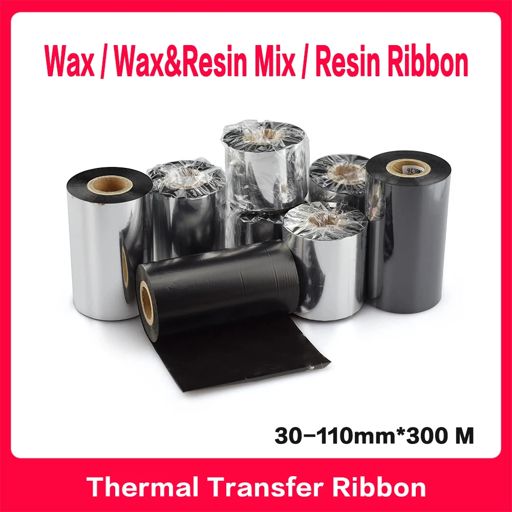 Рулон термотрансферной углеродной ленты из восковой смолы, длина ленты 300 метров, используется для рулона чернил для термотрансферного принтера