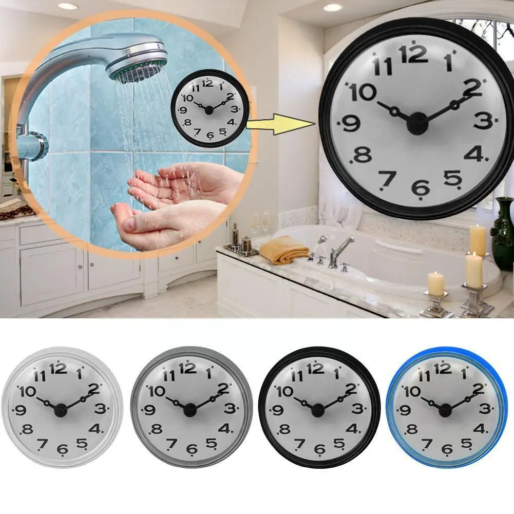 Силиконовые Настенные Всасывающие Настенные Часы С Защитой От Запотевания Кухонный Инструмент Настольные Часы Маленькая Комната Украшение Туалета Гостиная Кварцевые Q5Q3