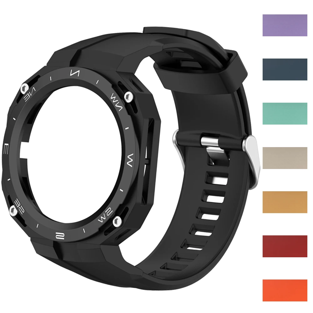 Силиконовый чехол с рисунком компаса + ремешок для Huawei Watch GT, браслет Cyber Watch, сменные аксессуары, интегрированный комплект для модификации