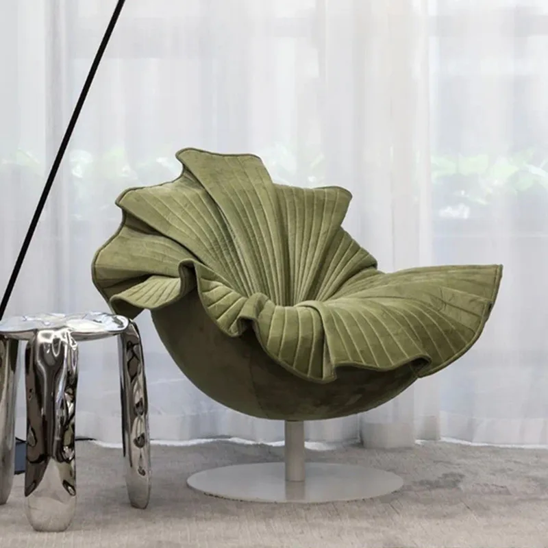 Скандинавский дизайнерский стул в форме лепестка, модель итальянской гостиной, спальни, легкая роскошная креативная мебель для одноместного вращающегося дивана