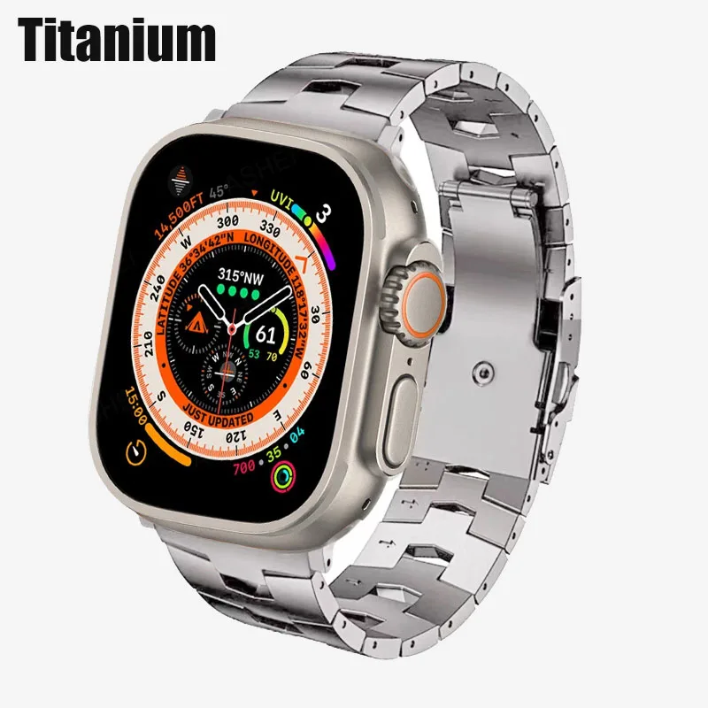 Титановый Металлический Ремешок Для Apple Watch Серии Ultra 8 7 6 Браслет Для iWatch 49 мм 45 мм 44 мм 42 мм 41 мм 40 мм 38 мм Сменный Ремешок