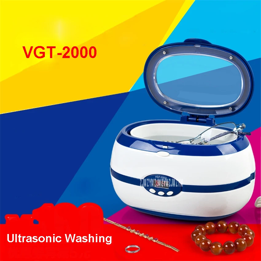 Ультразвуковой очиститель VGT-2000 LED Ультразвуковая Стиральная Машина мощностью 35 Вт 110 В/220 В, Ультразвуковой Очиститель для ванны, синий/серый