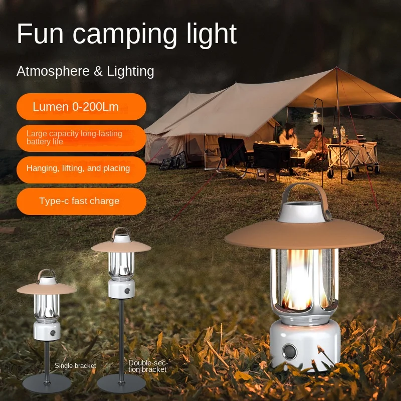 Фонарь для кемпинга в стиле ретро, уличный фонарь для сарая, светодиодная зарядка, атмосфера для кемпинга, лампа для палатки, освещение, Переносное аварийное освещение для лагеря