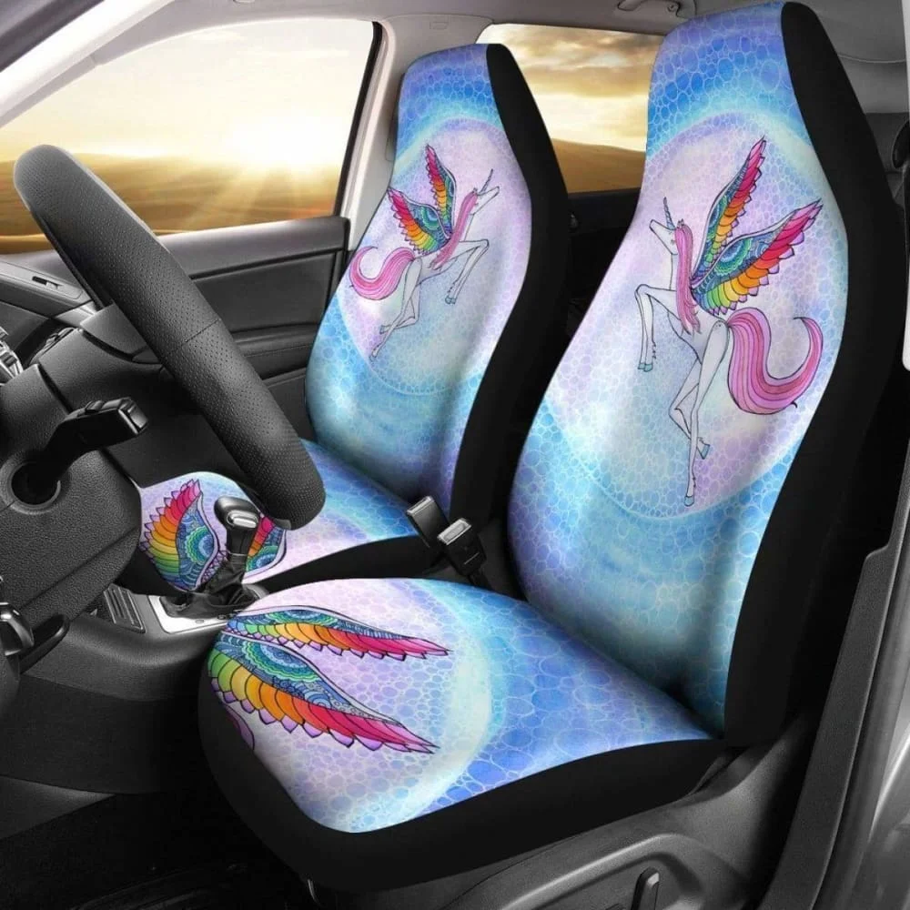 Чехлы для автомобильных сидений Rainbow Unicorn 170817 1, упаковка из 2 Универсальных защитных чехлов для передних сидений