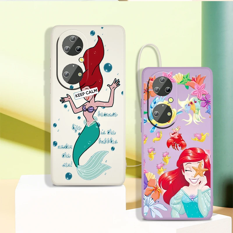 Чехол Для телефона Disney The Little Mermaid Honor X20 10X X10 60 50 SE 30 30S 20 9C 9X 9S 8A Lite Pro 5G Чехол из ТПУ с жидкой Веревкой