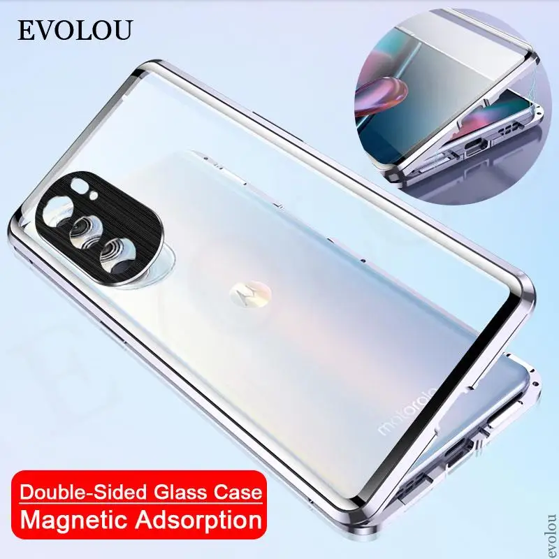 Чехол для телефона из магнитно-адсорбционного стекла для Moto Eage S30, металлический бампер, противоударный чехол для Motorola Edge X30, защитная оболочка