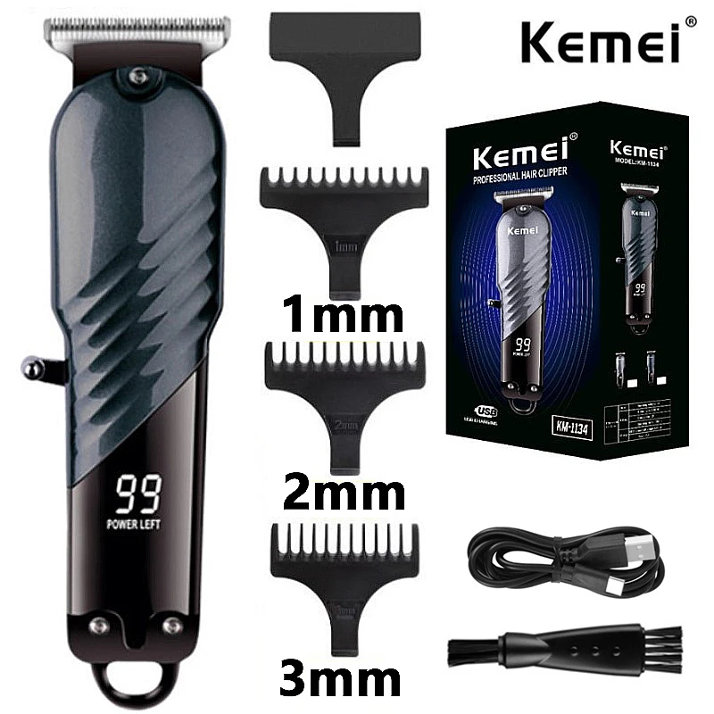 Электрическая машинка для стрижки волос Kemei, Беспроводной Триммер, Мужская Профессиональная Машинка для стрижки, Перезаряжаемая Парикмахерская KM-1134